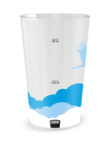 Transparante beker met maatverdeling - Geboortebeker Jongen Wolkenpatroon - Ecocup