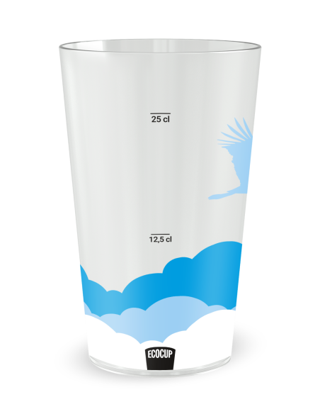 Transparante beker met maatverdeling - Geboortebeker Jongen Wolkenpatroon - Ecocup