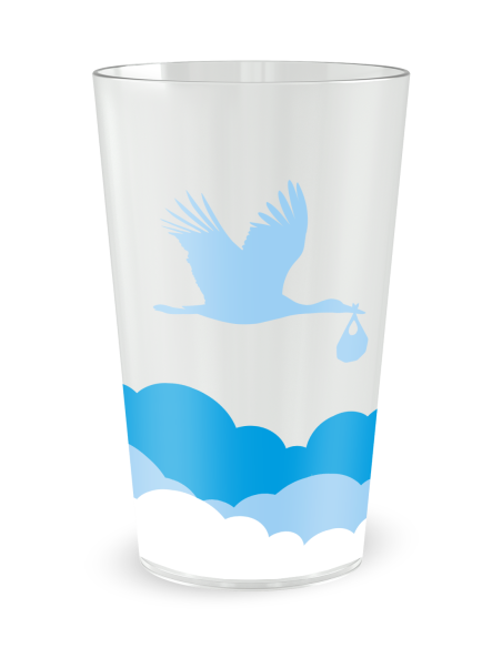 Transparante beker achteraanzicht - Geboortebeker Jongen Wolkenpatroon - Ecocup