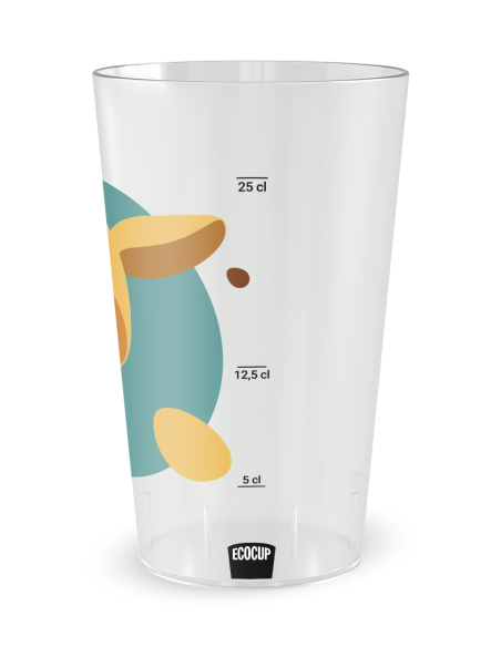 Transparante beker met maatverdeling - geboortebeker Girafe Jongen - Ecocup