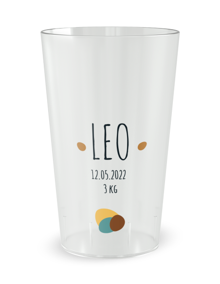 Transparante beker - Voornaam - geboortebeker Girafe Jongen - Ecocup