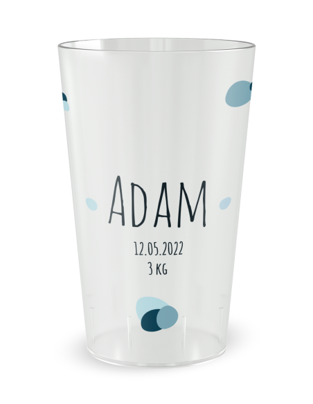 Gobelet transparent - Prénom - Naissance Hippo Garçon - Ecocup