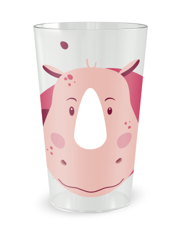Transparante beker aan de voorkant - geboortebeker Volwassen Neushoorn Meisje - Ecocup