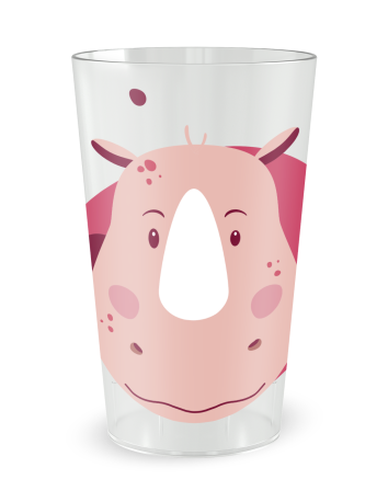 Transparante beker aan de voorkant - geboortebeker Volwassen Neushoorn Meisje - Ecocup