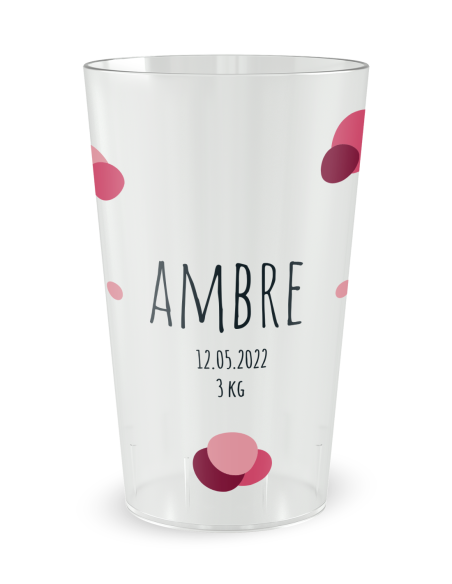 Gobelet transparent - Prénom - Naissance Rhino Adulte Fille - Ecocup