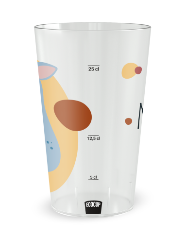 Transparante beker met maatverdeling - Geboortebeker Rhino Jongen - Ecocup