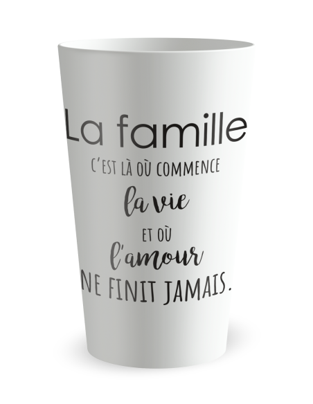 Gobelet blanc de face - cousinade citation famille - Ecocup