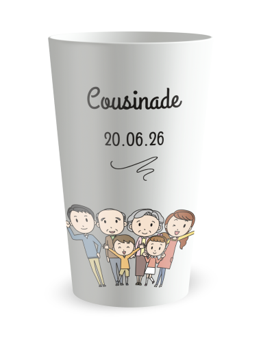 Gobelet blanc de face - cousinade famille - Ecocup