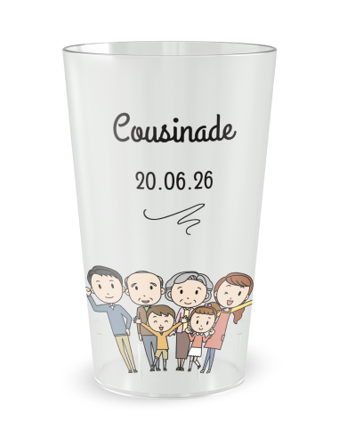 Gobelet transparent de face - cousinade famille - Ecocup