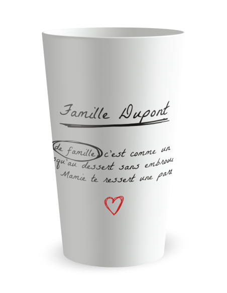 Gobelet blanc de face - Famille & Amis Fête de Famille - Ecocup