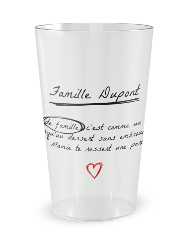 Gobelet transparent de face - Famille & Amis Fête de Famille - Ecocup