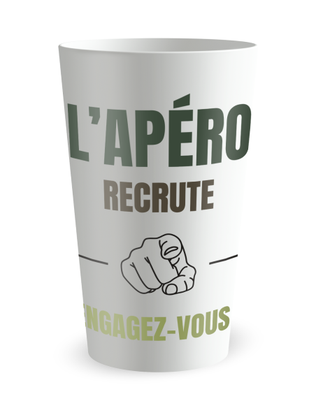 Witte beker aan de voorkant - Bedrukte borrelbeker humoristische werving - Ecocup