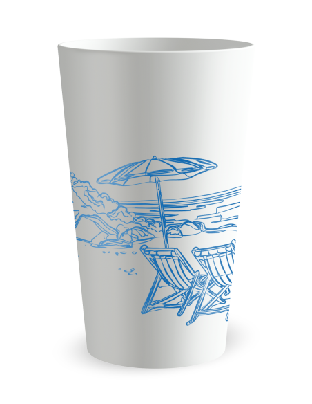 Gobelet blanc de face - Famille & Amis Retraite Plage - Ecocup