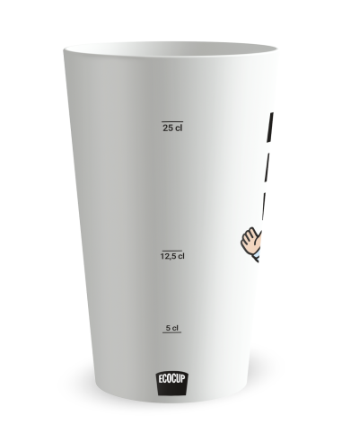 Witte beker met maatverdeling - Familie & Vrienden Pensioen President - Ecocup