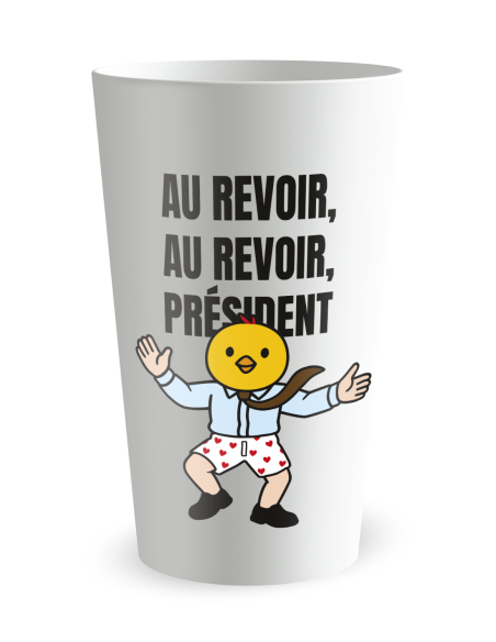 Gobelet blanc de face - Famille & Amis Retraite Président - Ecocup