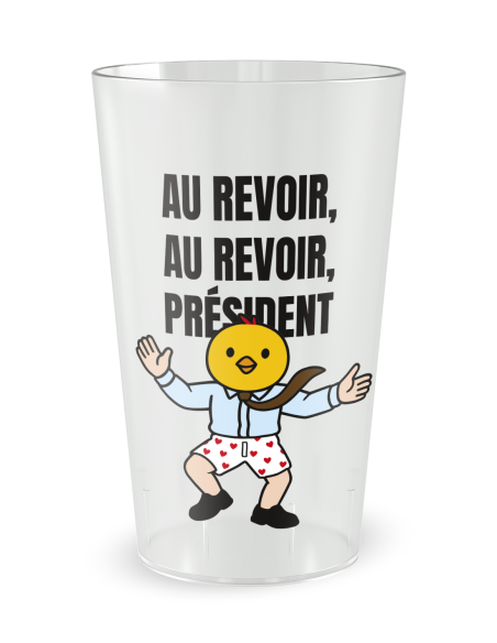 Gobelet transparent de face - Famille & Amis Retraite Président - Ecocup