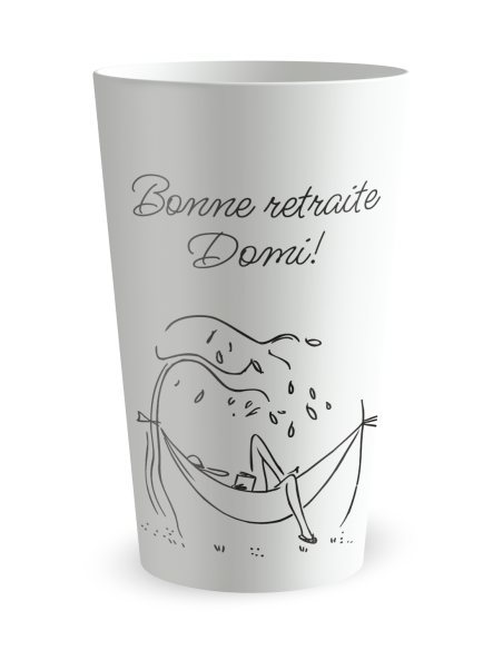 Gobelet blanc de face - Famille & Amis Retraite Tranquille - Ecocup