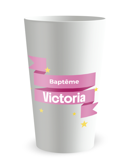 Gobelet blanc de face - Fêtes Banniere et Etoiles - Ecocup