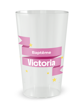 Transparante beker aan de voorkant - Feestbeker Banier en Sterren - Ecocup