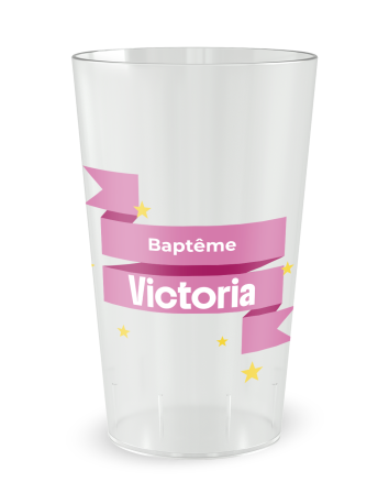 Gobelet transparent de face - Fêtes Banniere et Etoiles - Ecocup