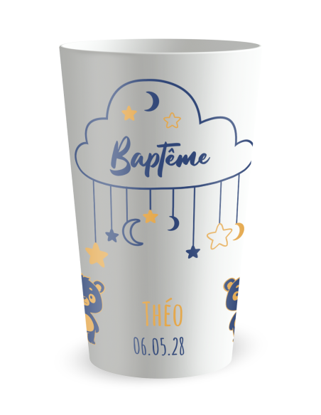 Gobelet blanc de face - Baptême Ciel Etoilé - Ecocup