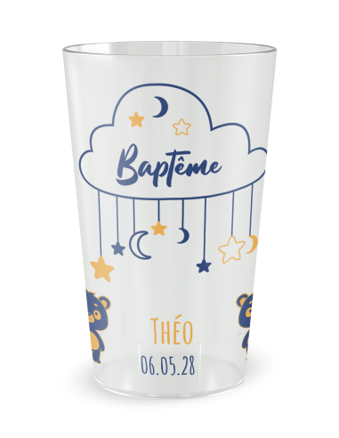 Transparante beker aan de voorkant - Doopbeker Sterrenhemel - Ecocup