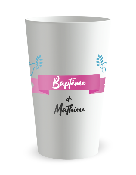 Witte beker aan de voorkant - Duiven & Kruis - Ecocup