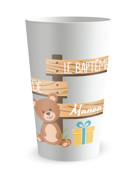 Witte beker aan de voorkant - Beertjesdoop Beker - Ecocup