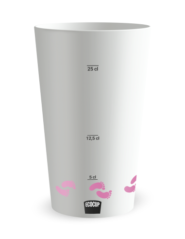 Witte beker met maatverdeling - Meisje Beertje - Ecocup