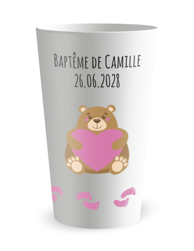 Witte beker aan de voorkant - Meisje Beertje - Ecocup