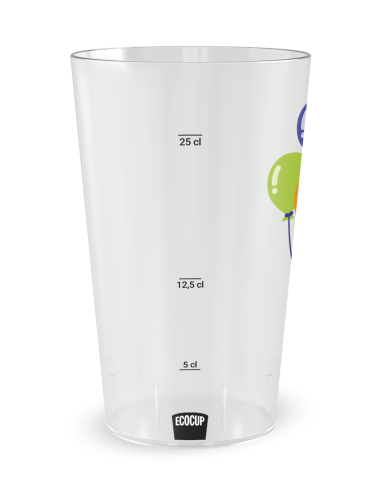 Transparante beker met maatverdeling - Olifanten - Ecocup