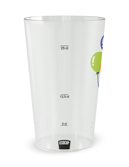 Transparante beker met maatverdeling - Olifanten - Ecocup