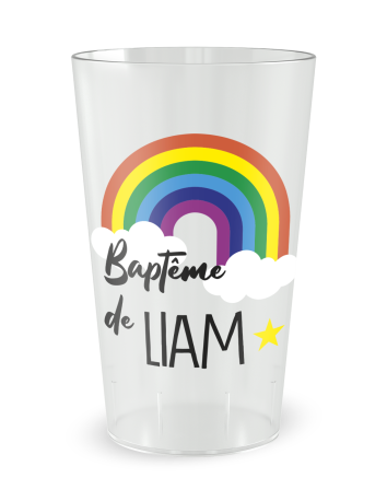 Gobelet transparent de face - Baptême Joli Ciel - Ecocup