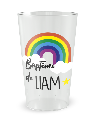 Gobelet transparent de face - Baptême Joli Ciel - Ecocup