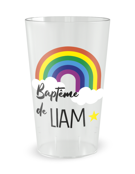 Gobelet transparent de face - Baptême Joli Ciel - Ecocup