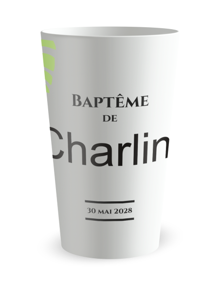 Gobelet blanc de face - Baptême Jungle - Ecocup