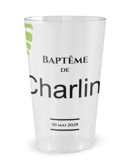 Gobelet transparent de face - Baptême Jungle - Ecocup