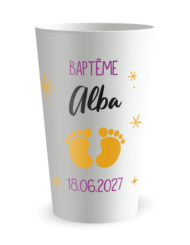 Witte beker aan de voorkant - Kleine Voetjes - Ecocup