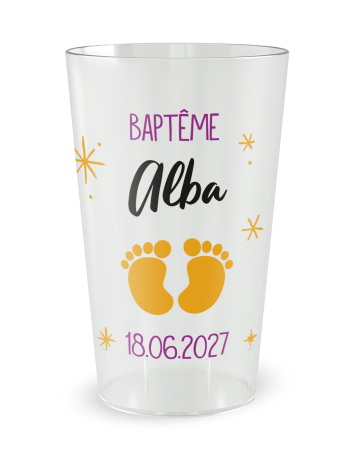 Gobelet transparent Graduation - Baptême Petits Pieds - Ecocup