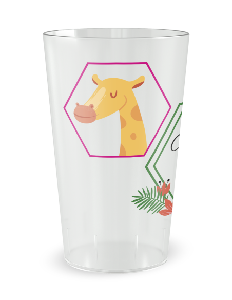 Gobelet transparent de face - baptême tropical - Ecocup
