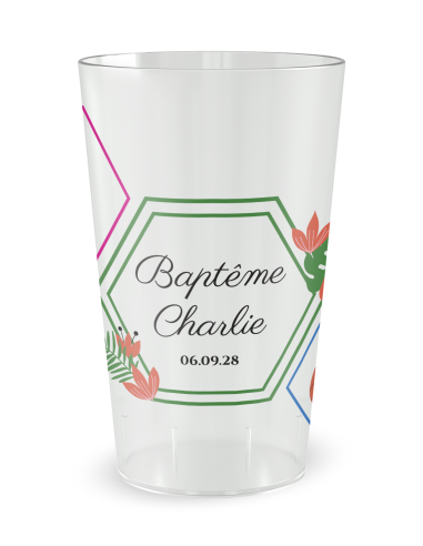 Gobelet transparent - Prénom - baptême tropical - Ecocup