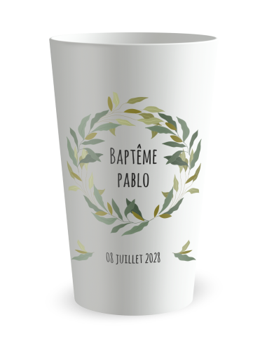 Gobelet blanc - Prénom - baptême végétal - Ecocup