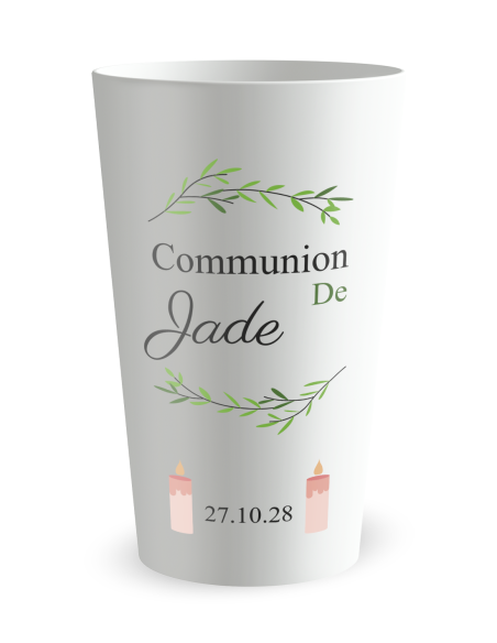 Gobelet blanc - Prénom - communion nature - Ecocup