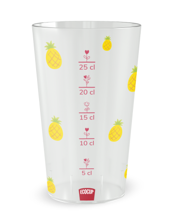 Gobelet transparent de face - tropical ananas - Ecocup 2