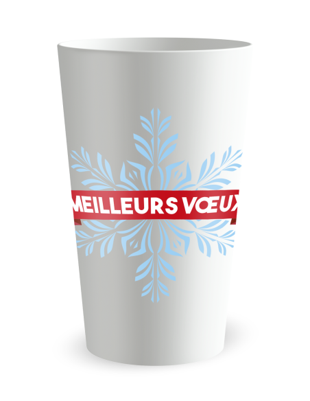Gobelet blanc de face - Fêtes et neige - Ecocup