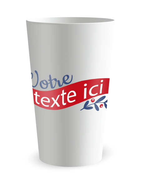 Gobelet blanc de face - Noël et houx - Ecocup