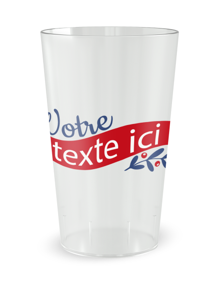Gobelet transparent de face - Noël et houx - Ecocup