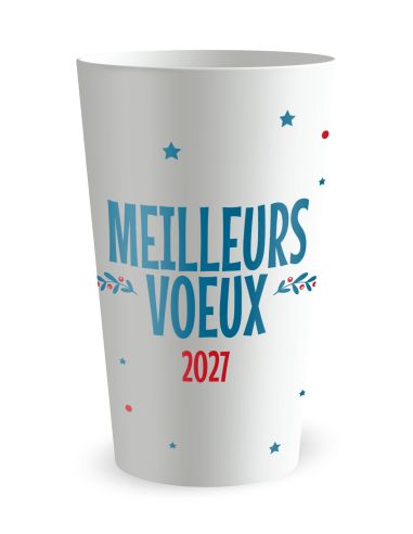 Gobelet blanc de face - nouvel an - Ecocup