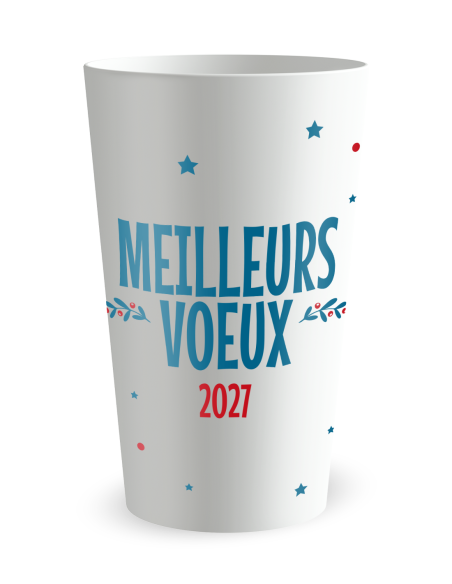Witte beker aan de voorkant - nieuwjaarsbeker - Ecocup
