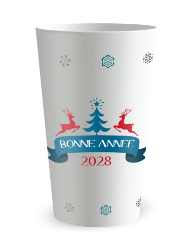 Witte beker aan de voorkant - Kerstrendier Beker - Ecocup